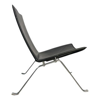 Black Leather PK22 Lounge Chair by Poul Kjærholm for Fritz Hansen, Denmark, 1960s For Sale