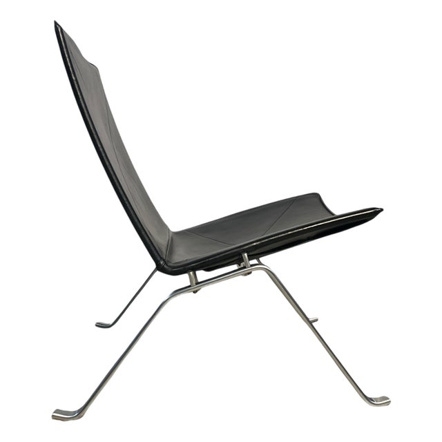 Black Leather PK22 Lounge Chair by Poul Kjærholm for Fritz Hansen, Denmark, 1960s For Sale