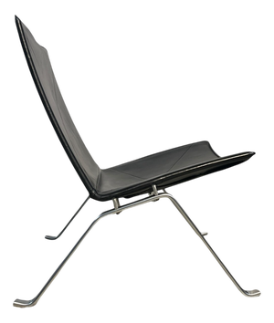 Black Leather PK22 Lounge Chair by Poul Kjærholm for Fritz Hansen, Denmark, 1960s