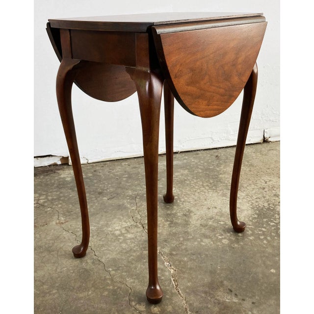 Vintage Baker Furniture Queen Anne Style Drop Leaf Table | Chairish