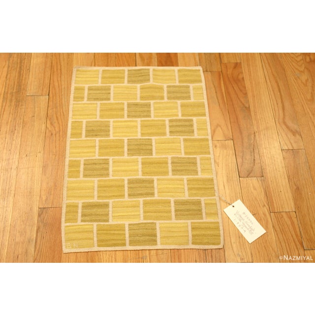 Beautiful Vibrant Yellow Vintage Swedish Barbro Nilsson Signed Rug, Country of origin: Scandinavia, Circa date: Vintage