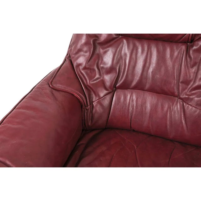 Burgundy Mid Century Modern Scandinavian Leather Loveseat / Sofa For Sale - Image 8 of 8