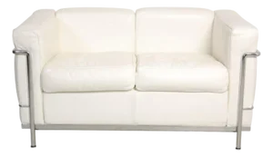 LC2 2-Seater Sofa in White Leather by Le Corbusier