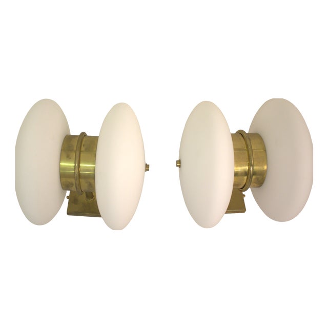 Vintage Glass Wall Lights, 1960s, Set of 2 For Sale