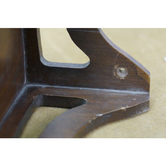 Wood Mid Century Mahogany Reticulated Fretwork 3 Tier Corner Curio Display Shelf 27" For Sale - Image 7 of 13