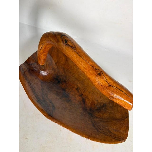 Wood Handcrafted Olive Wood Fruit Basket, France, 1950s For Sale - Image 7 of 11