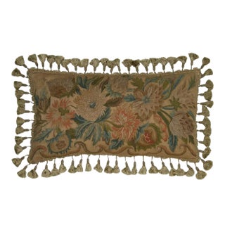 Hand-Embroidered Throw Pillow For Sale