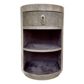Currey & Company Modern Gray Hair on Hide Side Table For Sale