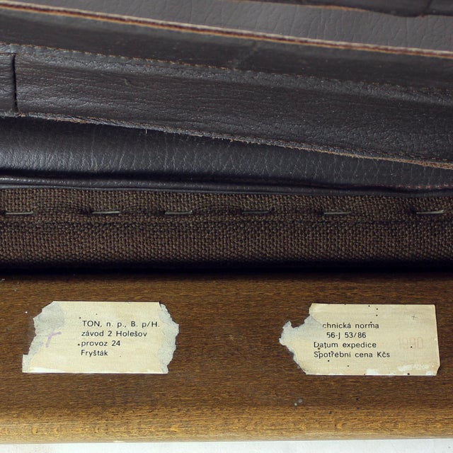 A rare two-seater sofa designed by an architect boris hála for ton in 1984, representing the clean lines and enduring...