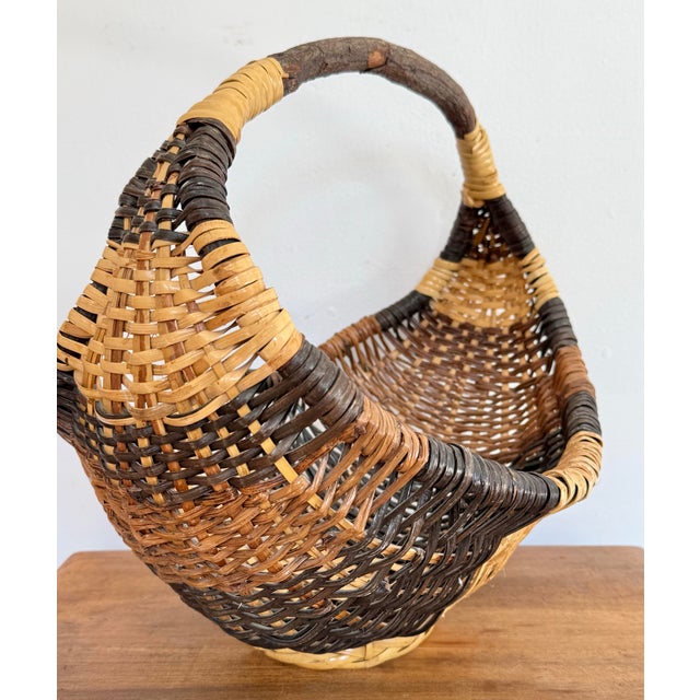 Folk Art Tricolored Gathering Basket For Sale - Image 9 of 10