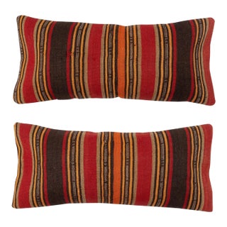 14"x28" SET OF 2 - Handmade Kilim Cushion Covers. A pair of Lumbar Pillow Covers For Sale