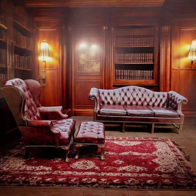 Elevate Your Living Space With the Timeless Elegance of This Exquisite Chesterfield Leather Set by Brandon Furniture of Nc. For Sale - Image 12 of 12