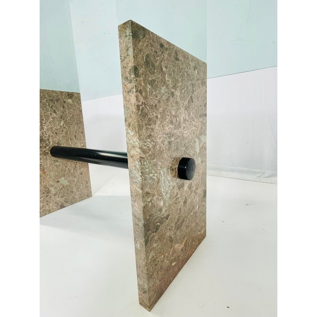 Metal Vintage Marble & Glass Dining Table, Italy 1980s. For Sale - Image 7 of 12
