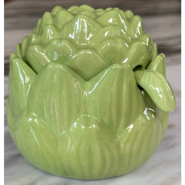 MOS26damageVintage Studio Art Artichoke Motif Condiment Server For Sale - Image 9 of 11