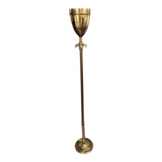 1970s Art Deco Brass Torchiere Floor Lamp For Sale