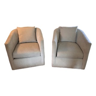 Crate and Barrel Drew Swivel Armchairs For Sale