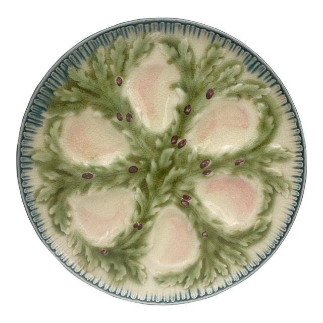 French Majolica Oyster Plate Choisy-Le-Roi, Circa 1880 For Sale