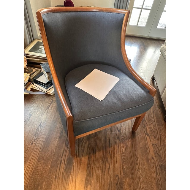 Wood Michael Berman Limited Armchair — Transitional California Modern Custom Upholstered Arm Chair For Sale - Image 7 of 7