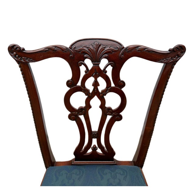 Maitland - Smith Set of 6 Vintage Maitland Smith Mahogany Chinese Chippendale Dining Chairs For Sale - Image 4 of 8