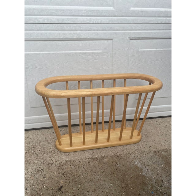 Danish Style Wooden Open Spindle Oval Magazine Rack, Arthur Umanoff Style For Sale In Dallas - Image 6 of 6