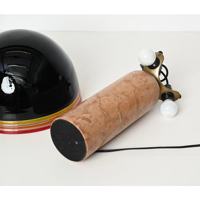 Febo Red Marble and Murano Glass Table Lamp attributed to Pamio & Toso for Leucos, 1970s For Sale - Image 17 of 18