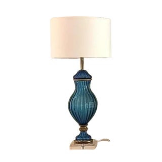Marbro Vintage Murano Glass Table Lamp - Blue For Sale