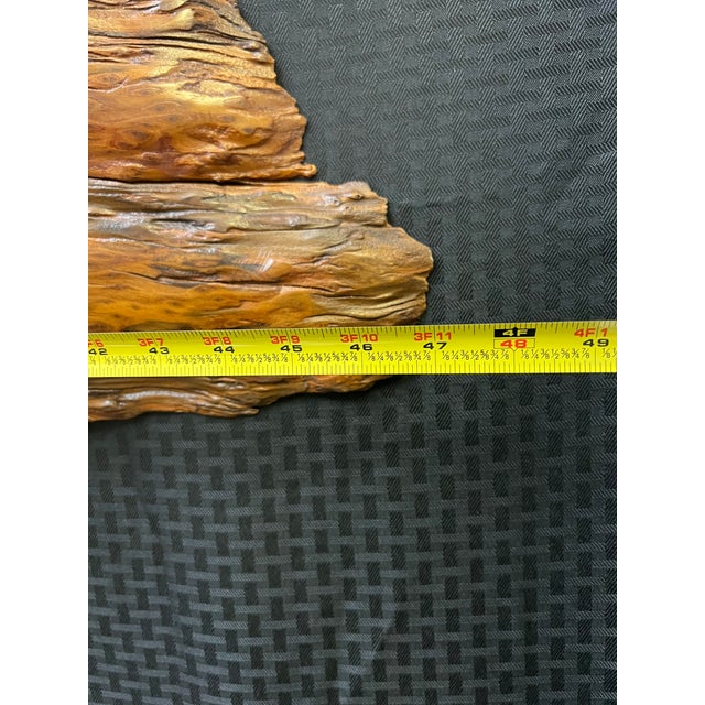 Brown 1980s Large Redwood Burl Live Edge Slab With 2 Carved Trees Wall Hanging Sculpture For Sale - Image 8 of 12