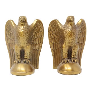 Vintage Brass Bald Eagle Bookends - a Pair For Sale