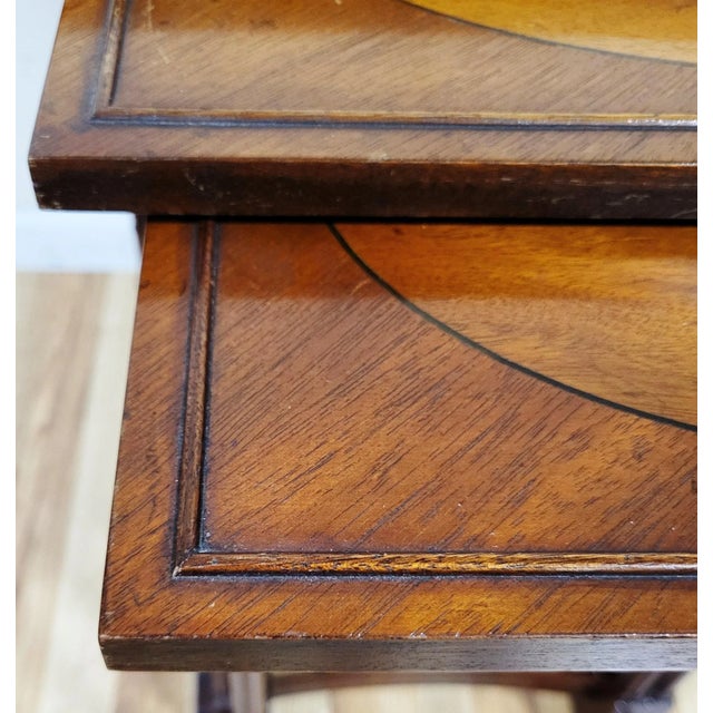 Set of Four English Mahogany Regency Style Bamboo Carved Nesting Tables For Sale - Image 12 of 13