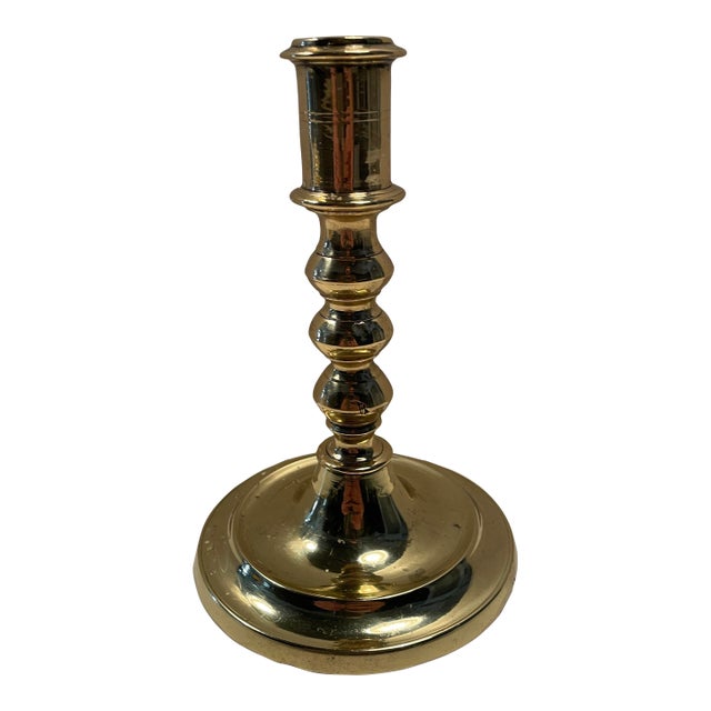 Antique Brass European Candlestick For Sale