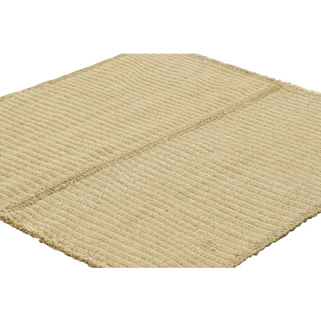 Contemporary Rug & Kilim’s Contemporary Kilim With Textural Beige and Brown Stripes For Sale - Image 3 of 6