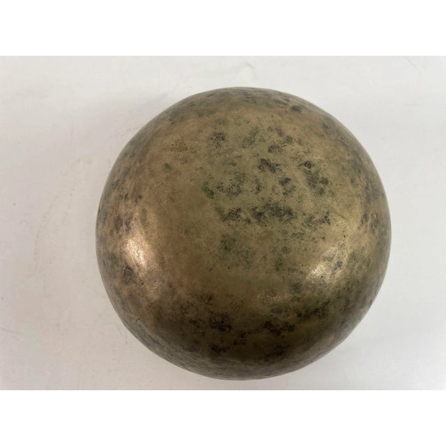 Asian Bronze Singing Hammered Bowl 1950s For Sale - Image 9 of 12
