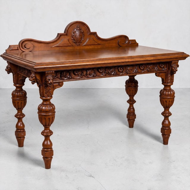 Late 19th Century 19th-C. English Renaissance Revival Carved Oak Sideboard / Console Table For Sale - Image 5 of 9