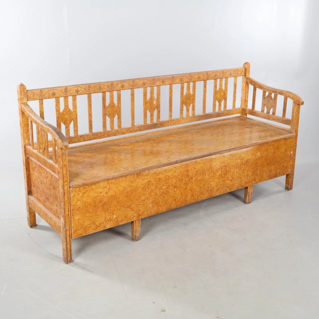 Gustavian (Swedish) Antique Swedish Marbled Bench, 1890s For Sale - Image 3 of 9