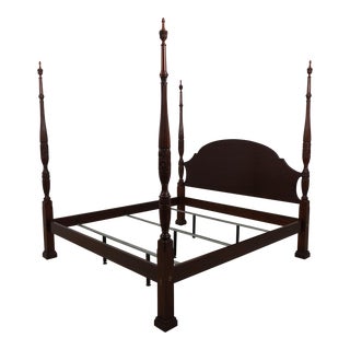 Henkel Harris King Size Mahogany Rice Carved Poster Bed For Sale