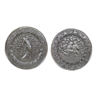 German Pewter Lovers Betrayal Wall Medallions For Sale