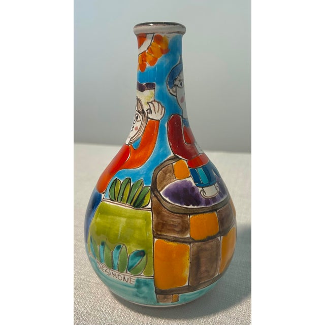 Mid 20th Century MCM Italian Hand Painted DeSimone Ceramic Wine Making Scene Vase For Sale - Image 5 of 7