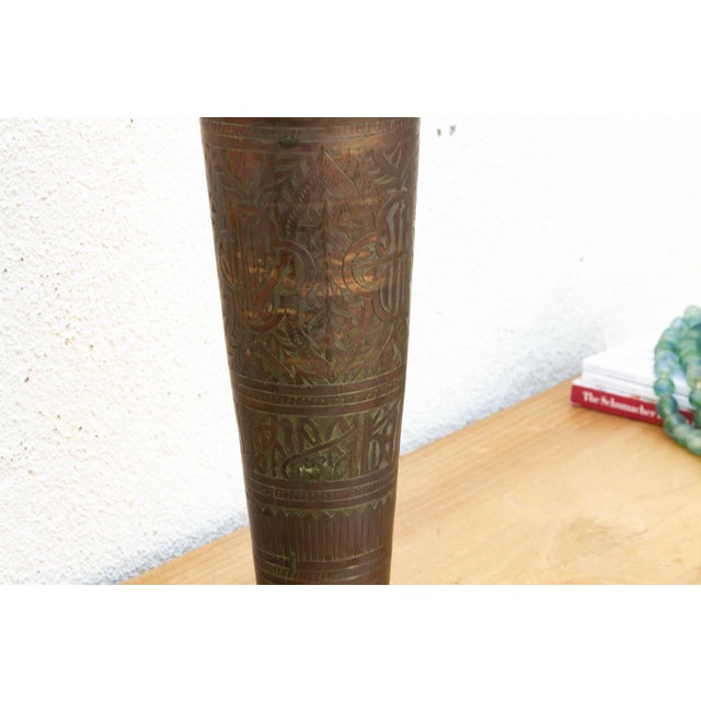 Metal 20" Tall Antique Calligraphic Bronze Vessel For Sale - Image 7 of 9