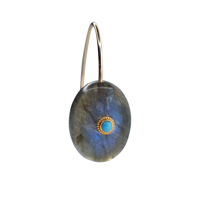 Labradorite Turquoise Drop Earrings, Pair For Sale - Image 4 of 8