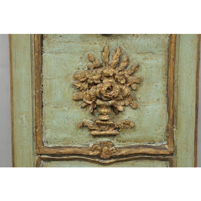 18th C French Louis XV Baroque Style Green Distress Painted Trumeau Wall Mirror For Sale - Image 4 of 18