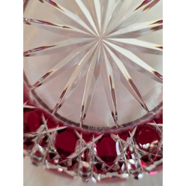 ​Vintage Signed Fabergé Cranberry Cut-to-Clear Crystal "Russian Court" Bowl For Sale - Image 4 of 10