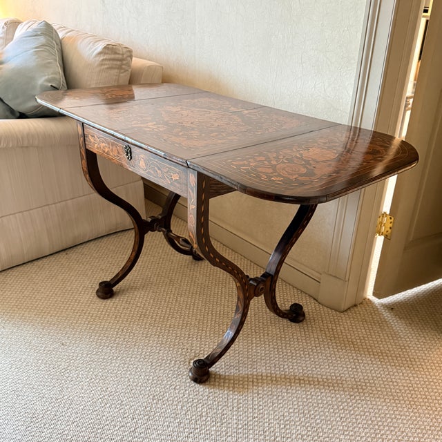 Inlaid Drop-Leaf Table For Sale - Image 10 of 13