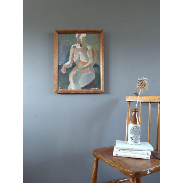 Mid-Century Modern 1955 Mid-Century Modern 'A Moment Between Thoughts' Swedish Abstract Figurative Oil Painting, Framed For Sale - Image 3 of 10