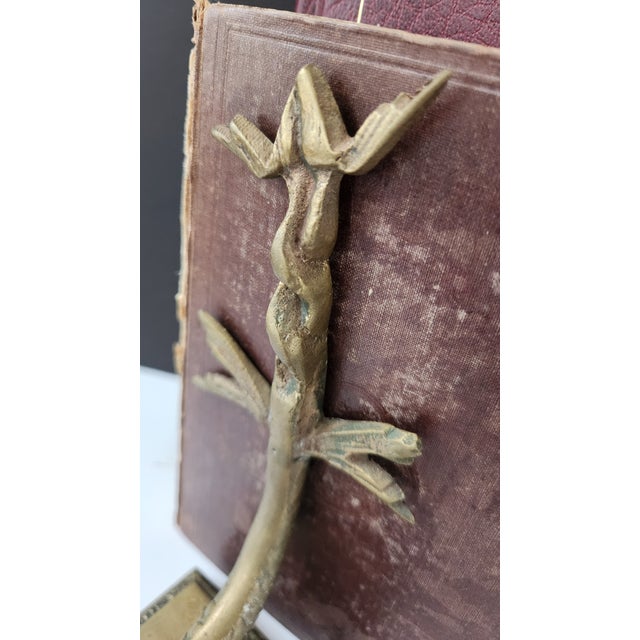 Early 20th Century Early 20th Century Art Nouveau Solid Brass Figural Bookend For Sale - Image 5 of 14