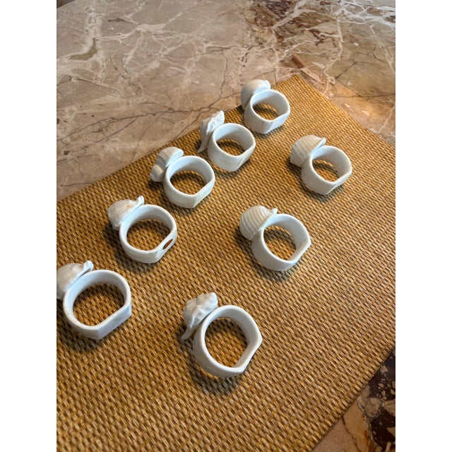 Hollywood Regency 1950s Bone China Seashell Napkin Rings (8) For Sale - Image 3 of 7