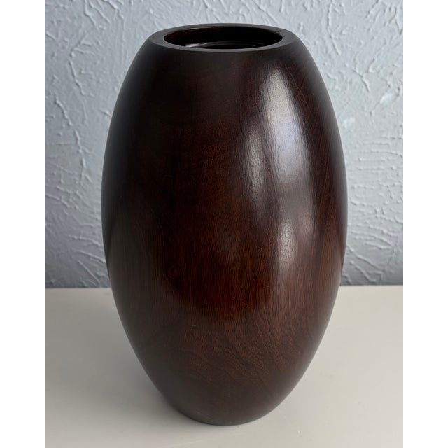 Early 21st Century Dark Walnut Vase With Sculptural Form and Expressive Grain For Sale - Image 5 of 7