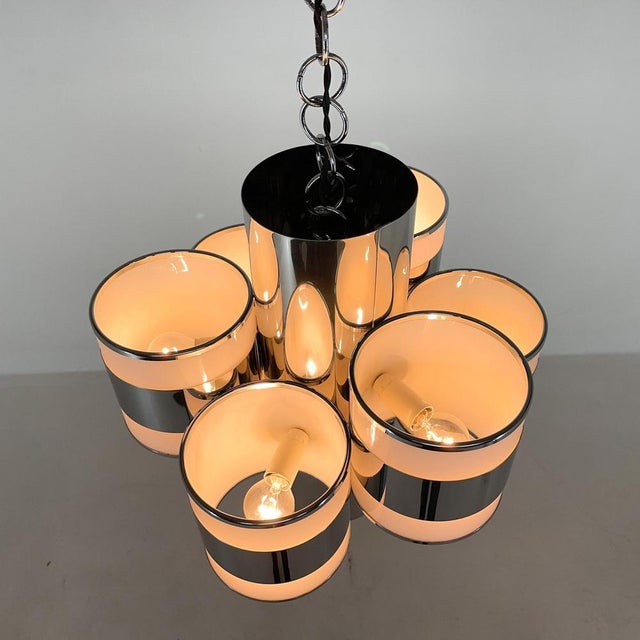 Mid-Century Italian Chrome Chandelier, 1960's For Sale - Image 9 of 15