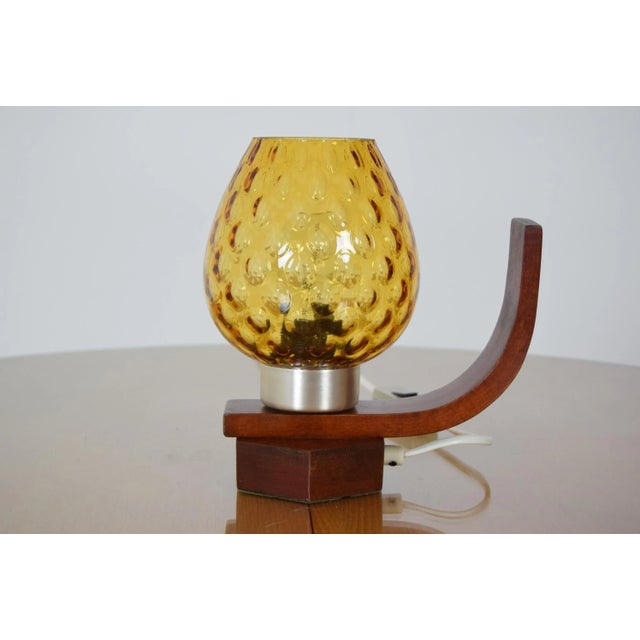 Made in czechoslovakia made of wood, glass 1x e27 or e26 socket re-polished fully functional good original condition. This...
