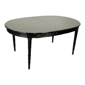 Faux Bamboo and Wicker Dining Table, Ebony, American of Martinsville