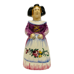 Mid Century French Faience Figural Figurine Traditional Costume and Headdress